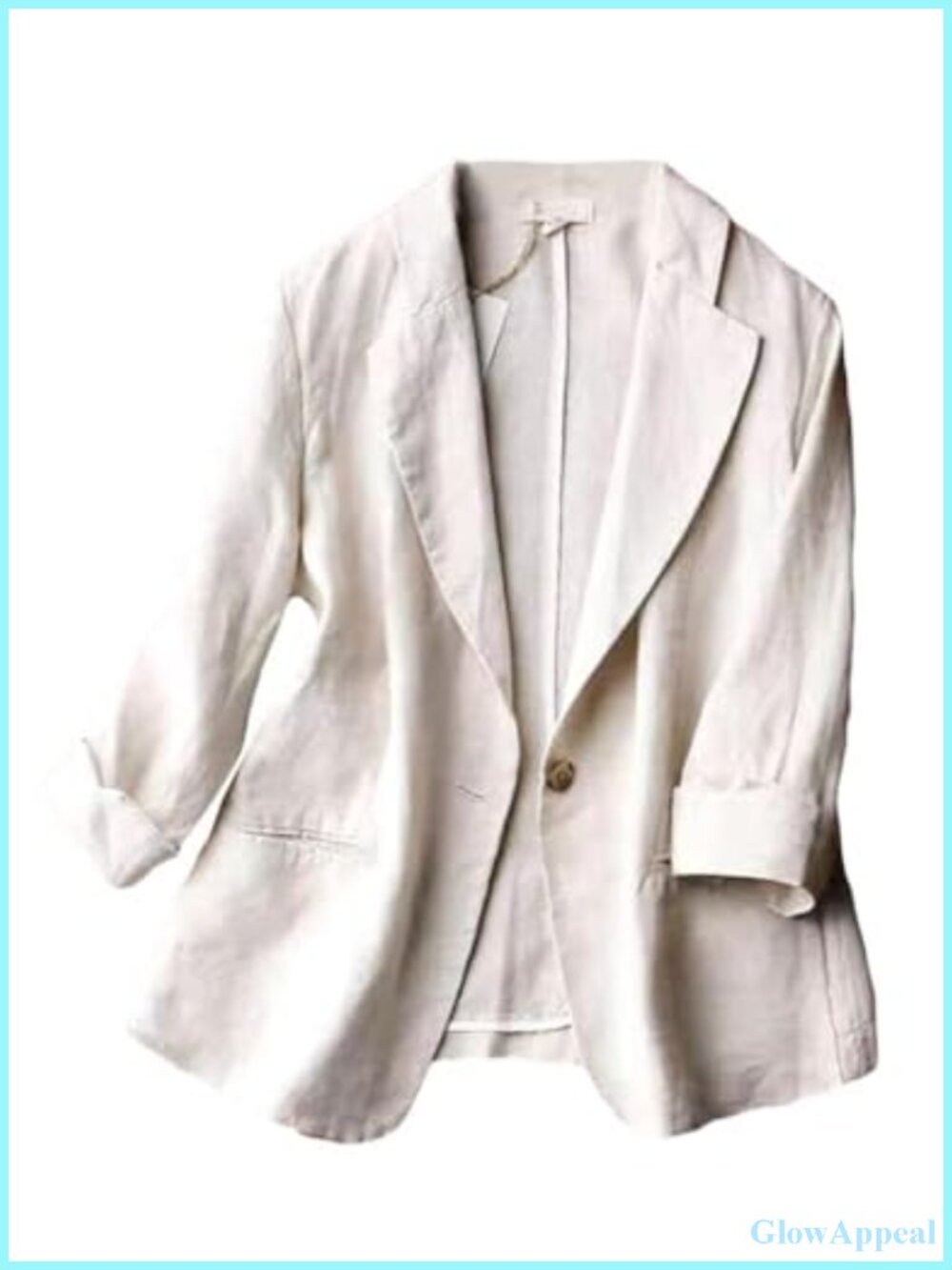 Kinghua Women's One Button Linen Blazer 3/4 Sleeve Business Casual